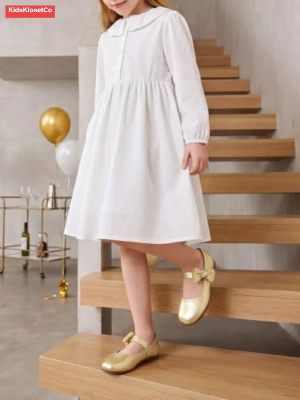 Girls Mary Jane Dress Shoes Faux Leather Bow Ballet Flats Velcro